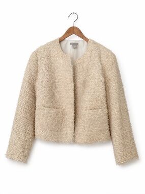 H&M Cream Bouclé Collarless Jacket